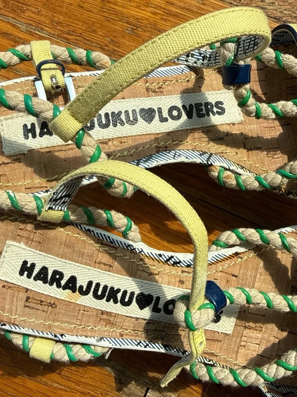 Harajuku Lovers Yellow and Green Rope Sandals